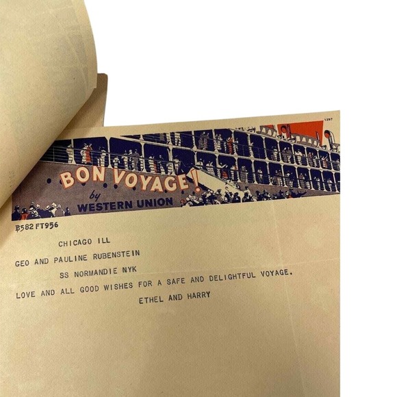 Western Union Bon Voyage Telegrams SS Normandie NYK Vintage Lot of 8 Maritime - Picture 6 of 15